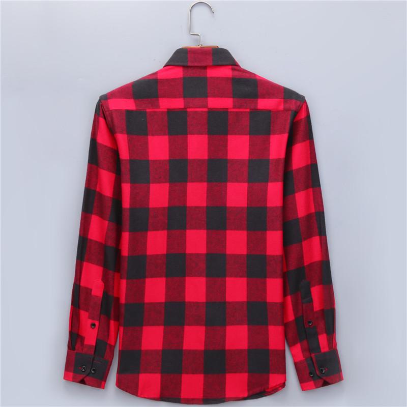 Men 'S 100 %Cotton Casual Plaid Pocket Long Sleeve Slim Brushed Flannel Leisure Styles Tops Shirt