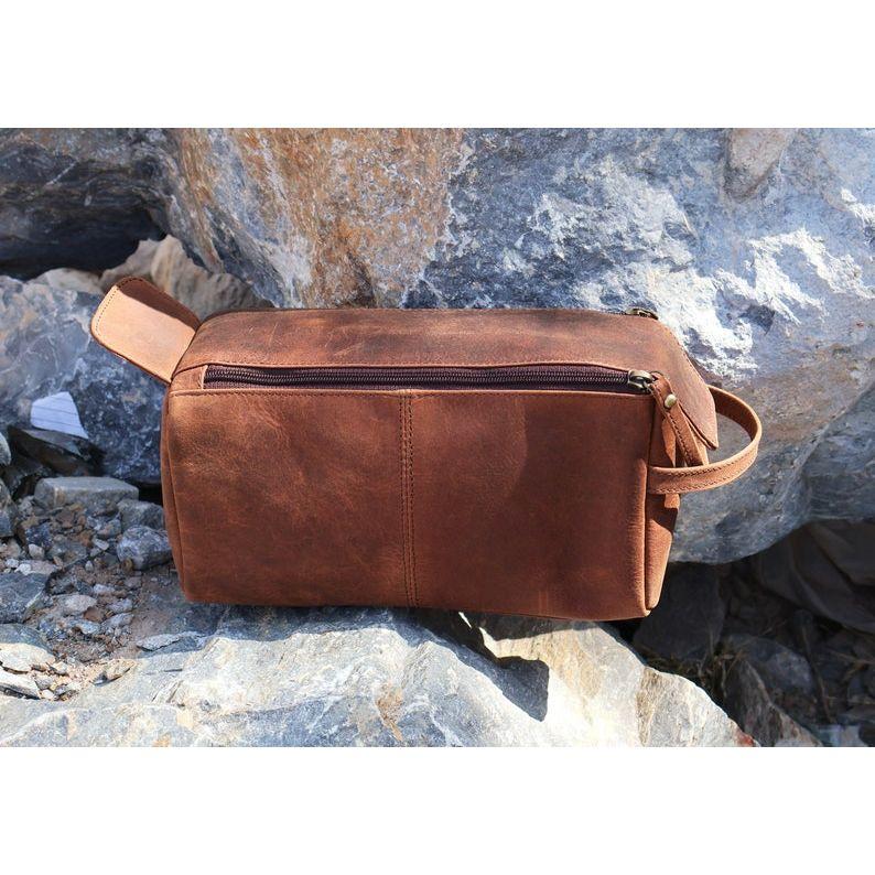 Buffalo Leather Toiletry Bag Groomsmen Gifts For Him Dopp Kit Leather Shaving Bag Wedding Anniversary Gift Mother's Day Gift
