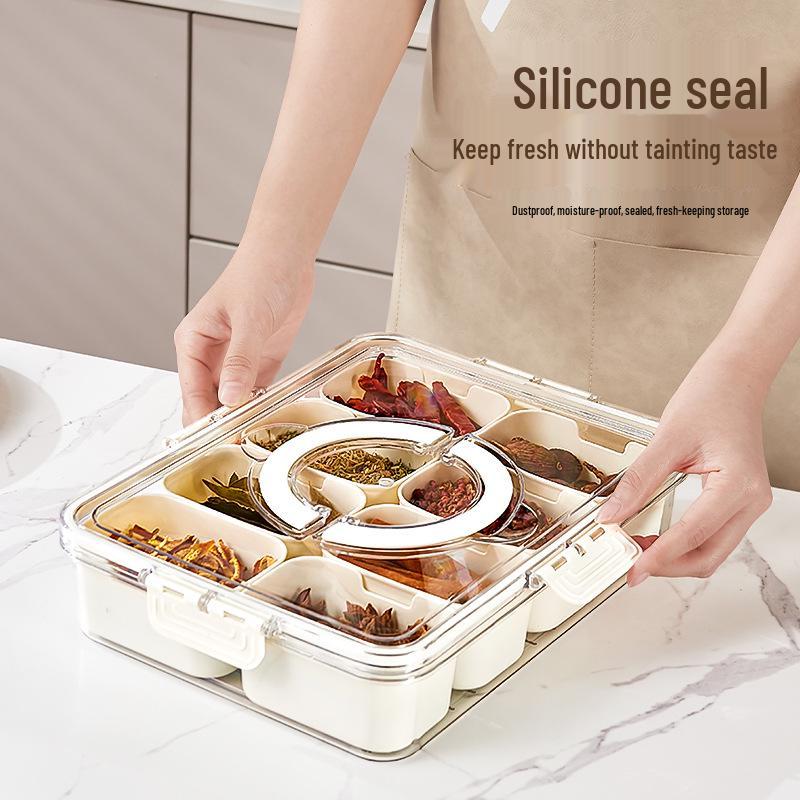 Octagonal Spice Storage Jar with Lid - Food-Grade Plastic, Compartmentalized for Home Use
