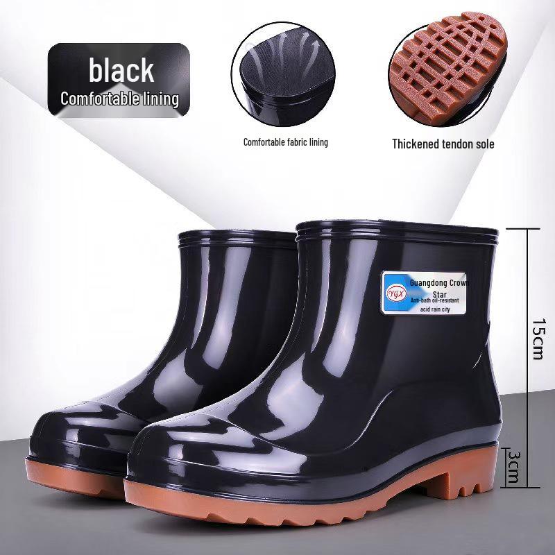 Stivali da pioggia corti da uomo 2025: Scarpe da lavoro impermeabili nere