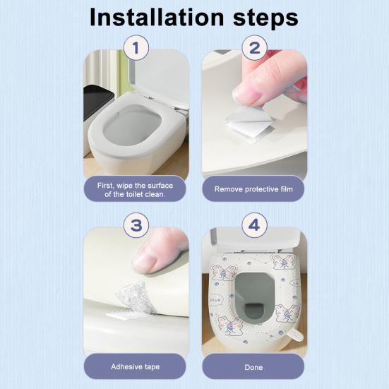 Toilet Seat Cartoon Pattern Tear-Off Easy Clean Non-Slip Cushion Pad Self-adhesive Toilet Seat Bathroom Toilet Seat Cover