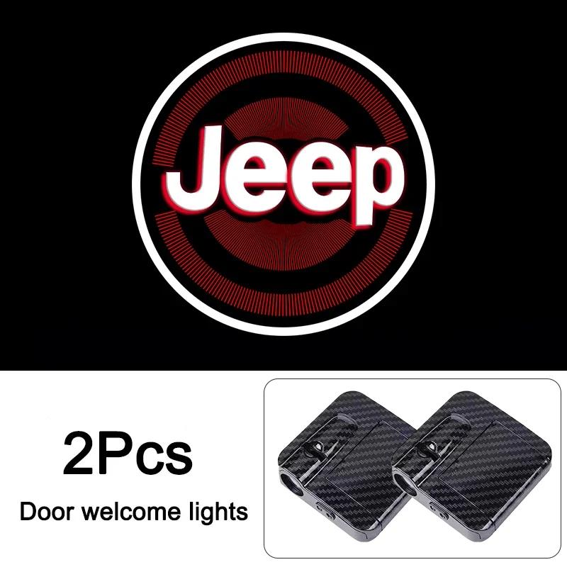 

For Jeep For Jeep Renegade Compass Grand Cherokee Wrangler jk Gladiator Patriot 2pcs JEEP HD Car Door Welcome Light Led Proj