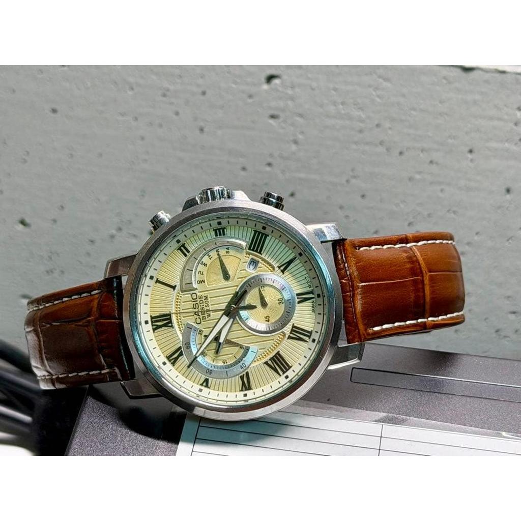 Used CASIO BESIDE BEM-506 Men's Watch Quartz New Battery Replaced