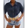 Women's Summer Cotton and Linen Shirt, Lapel Pockets, Loose Short-sleeved Solid Color Shirt Top