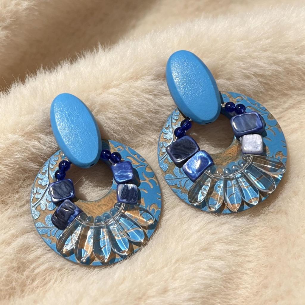 Orecchini a Fiocco in Vetro Blu Vintage - Ornamento dal Design Retrò