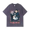 275 GSM Washed T-shirts 100% Cotton Jujutsu Kaisen V40 Print Unisex Heavy Cotton T Shirt