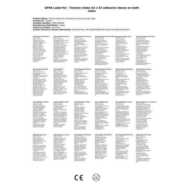 Tirette 63 x 63 manchon à coller des deux côtés