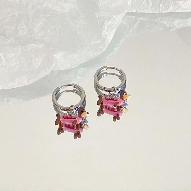 Colorful Drip Oil Sausage Dog Earrings Unique Design Dachshund Puppy Ear Hoops Personality Fashion Ear Jewelry Accessories