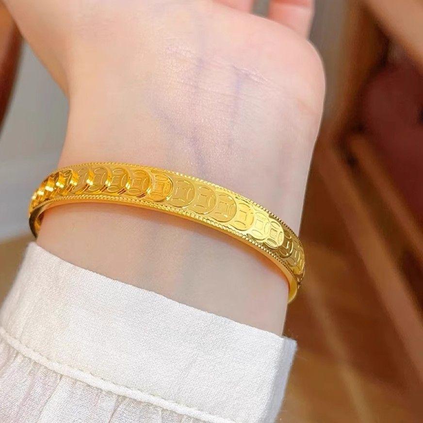 Elegante Bracciale con Monete d'Oro: Regalo Lucido, Solido, Inalterabile, Versatile per la Fidanzata