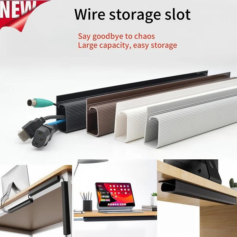 Cable Management Under Desk Channel Cable Raceway Cord Hider Desk Cable Tray No Drilling for Home Office Wire Organizer 40cm PVC