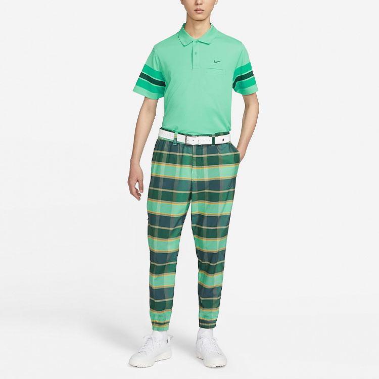 Nike Pánské dvoutónové polo tričko s krátkým rukávem a vyšívaným logem Dri-Fit Unscripted Zelená DX9217-363