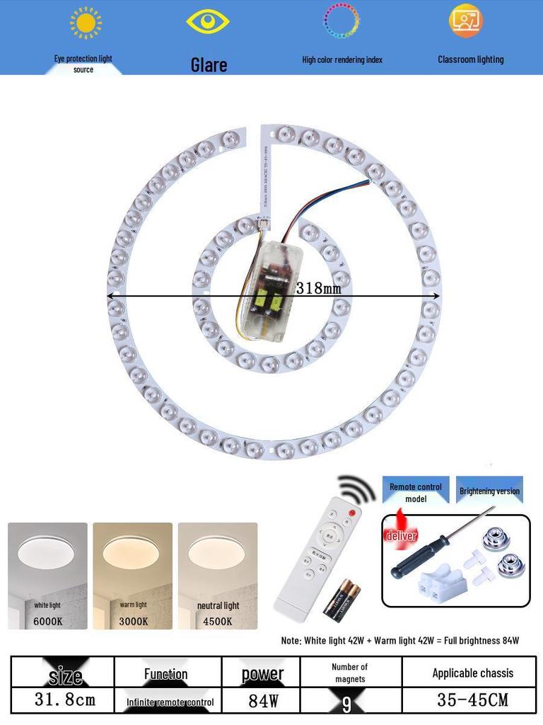 Ceiling LED Light Replacement Panel with Tricolor Changing Beads for Living Rooms