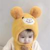 Leuke cartoon beer babymutsje sjaal winter warm dubbele pompom oorbescherming hoeden motorkap pasgeboren peuter jongen meisje mutsen