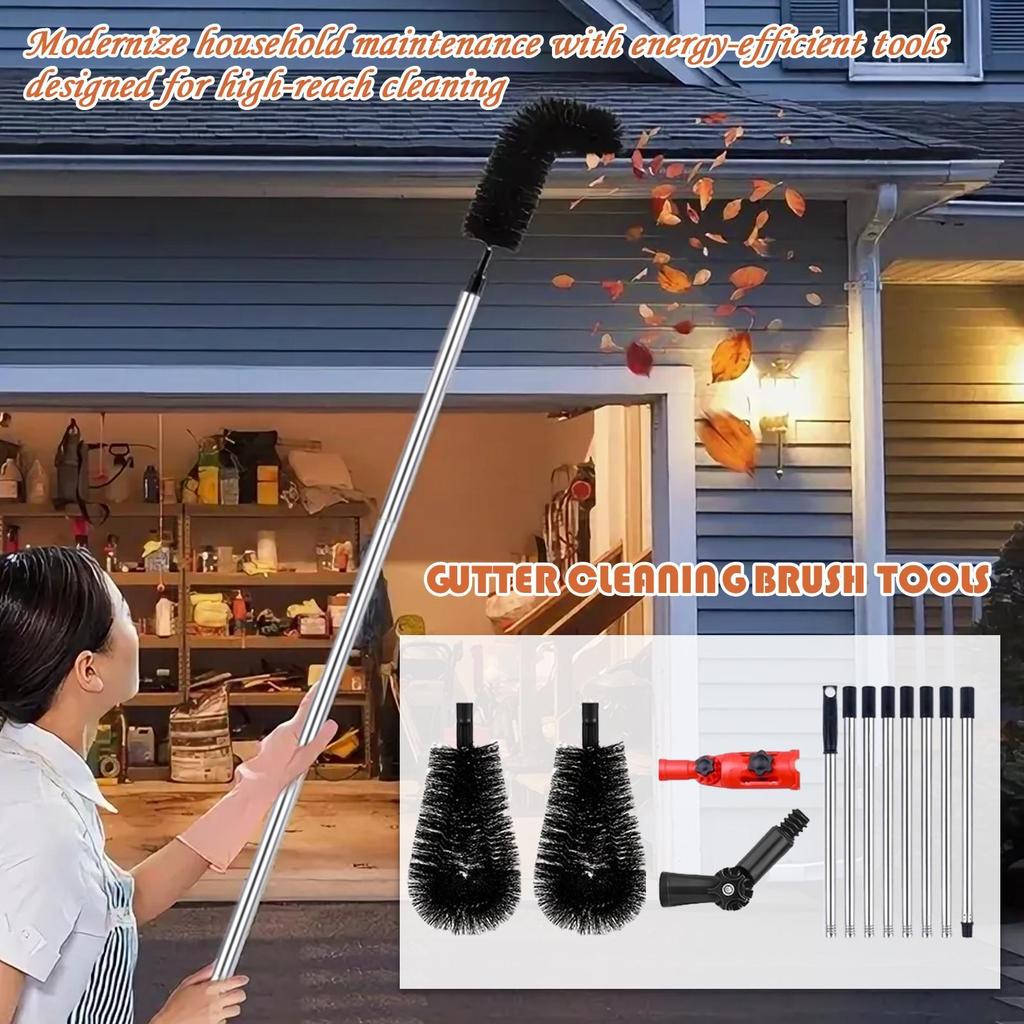 Gutter Cleaning Tools From The Ground Telescopic Gutter Cleaner Tool No Ladder Needed 10.5 Ft Long Reach Pole For Roof