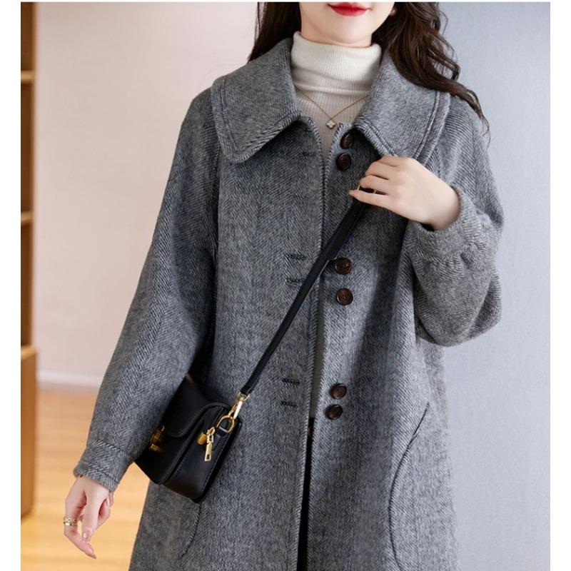 Women Red Wool Coat Winter Fashion Slim Single Breasted High Quality Trench Outerwear