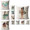 Luxurious Anime Cartoon Mermaid Pillow Cover For A Chic Sofa Living Square Pillow Case