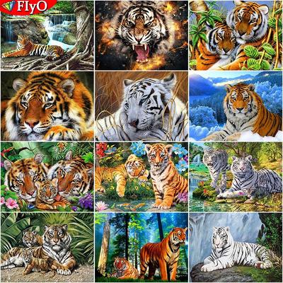 5D Diamantmålning Tiger Rhinestone Kit Konst Diamantbroderi Djur Diamantmosaik Handarbete Heminredning