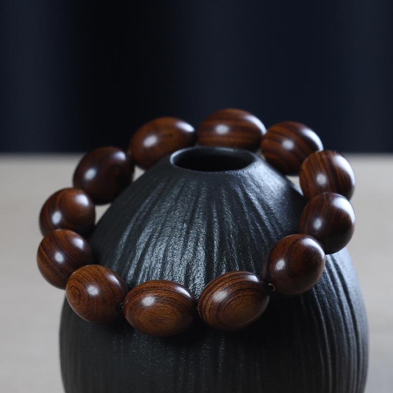 Purple Rosewood & Green Sandalwood Bead Bracelet: Irregular Design with Buddhist Beads for Men and Women
