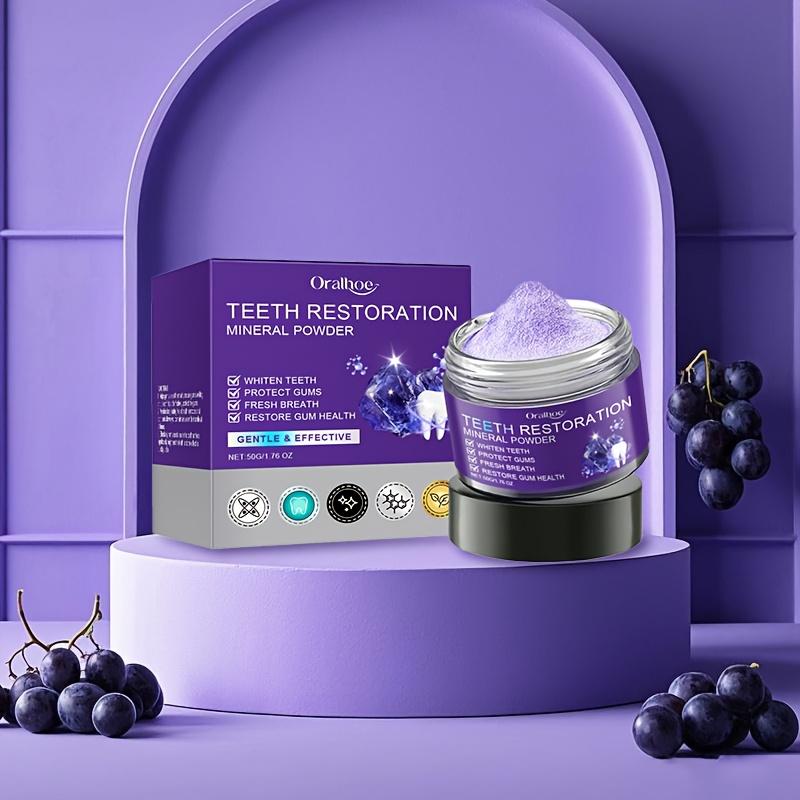 Teeth Restoration Mineral Powder Teeth Whitening Remove Stain Oral Clean Fresh Breath Improve Smell Purple Bleaching Toothpaste