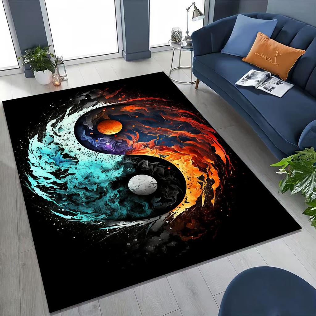 Nature Balance Yin Yang Tai Chi Black White Energy Rug for Bedroom Living Room Sofa Home Doormat Decor,Kids Non-slip Floor Mat