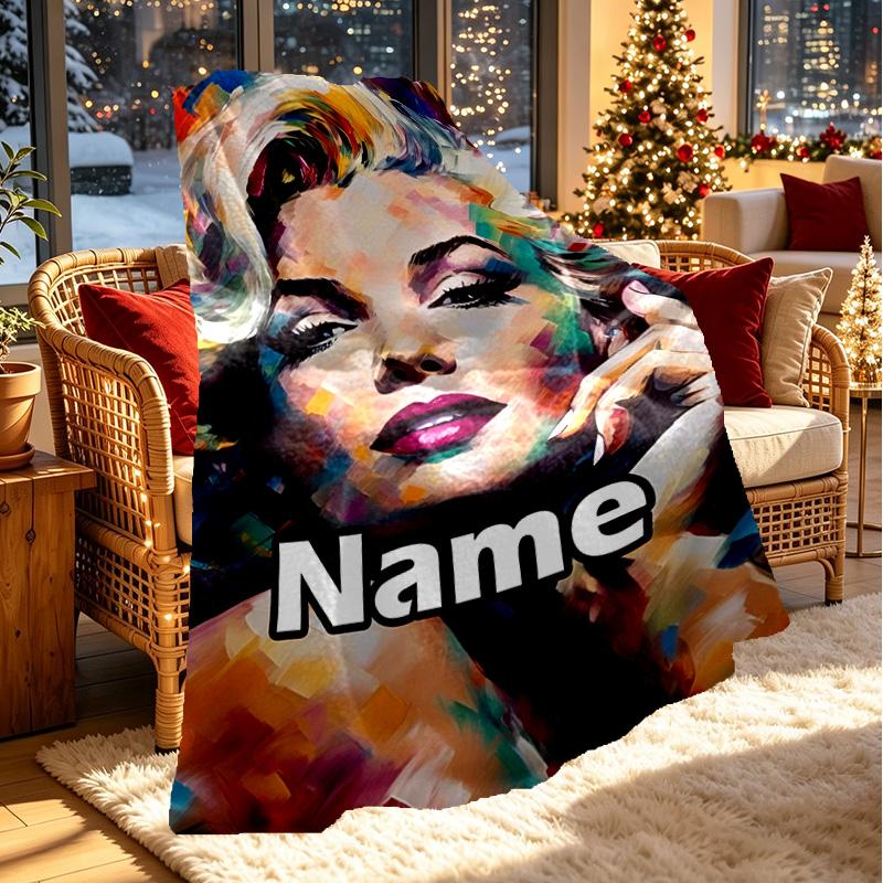 Custom Name Personalized Marilyn Monroe Print Blanket, Home Decor, Bedroom, Sofa, Camping, Couch, Gifts for Birthday ChristmasEnthusiasts