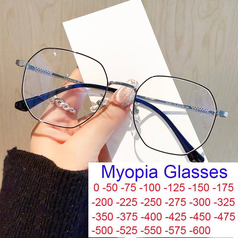 Ultra-light Blue Light Glasses Minus Ladies Polygonal Square Diopter Protection Myopia Rectangular New Female Prescription Corrective