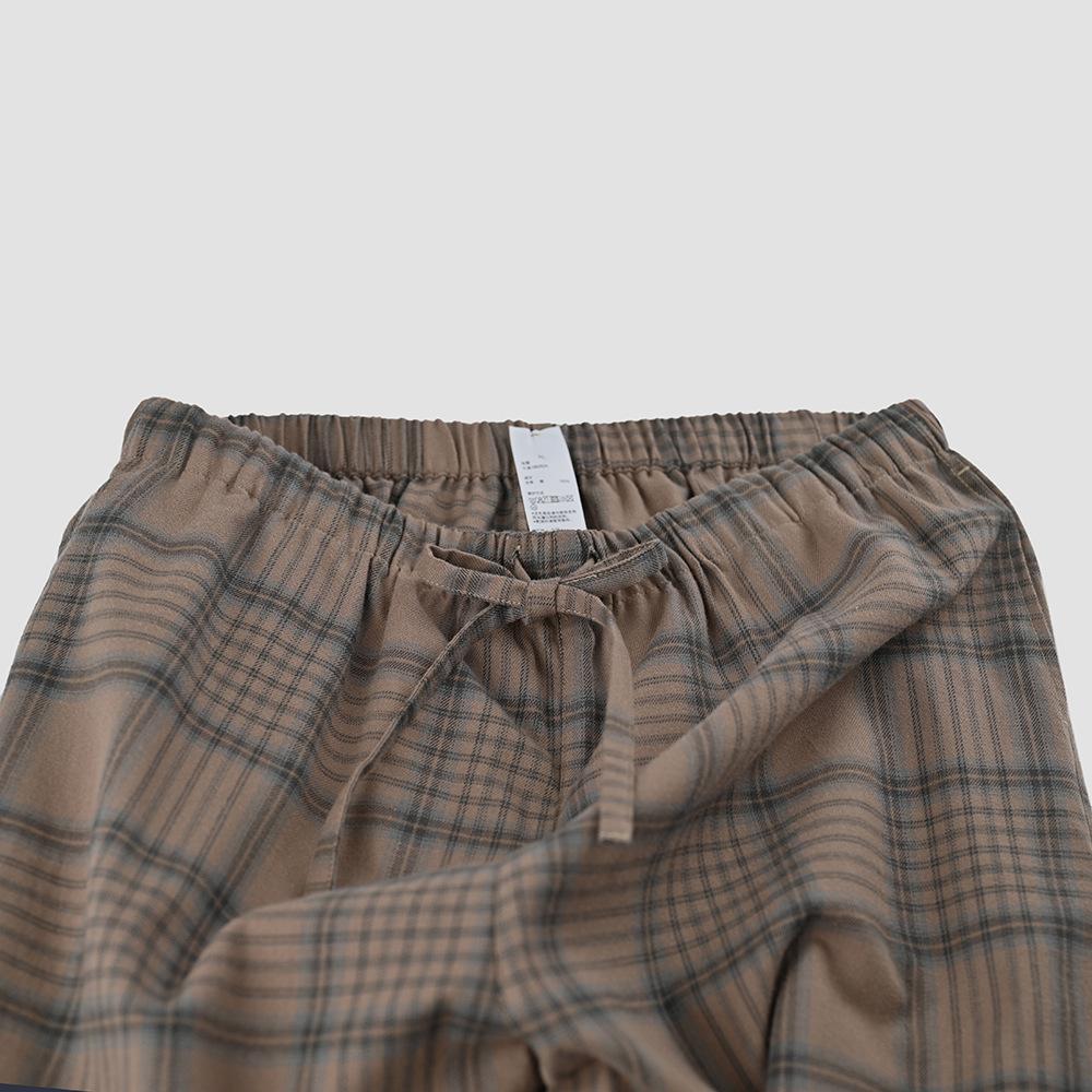Unisex Plaid Flannel Lounge Pants Loose Fit Pajama Bottoms Casual Sleepwear Home Bottoms Trousers
