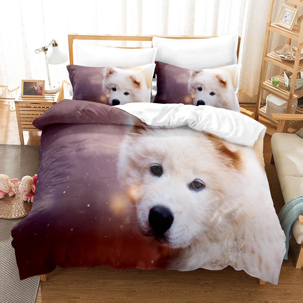 Cute Dog Bedding Set Single Twin Full Queen King Size Pet Dog Bed Set Aldult Kid Bedroom Duvet cover Sets 3D Print 035