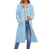 Women's Solid Color Fashionable Loose Zipper Long Cardigan Hooded Sweatshirt Jacket