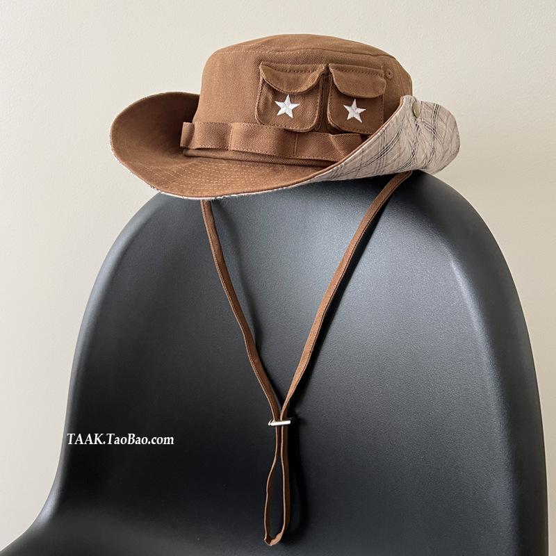 Women Western Cowboy Star Pattern Bucket Hat 2026 New Outdoor Tooling Mountaineering UV Protection Sun Hat