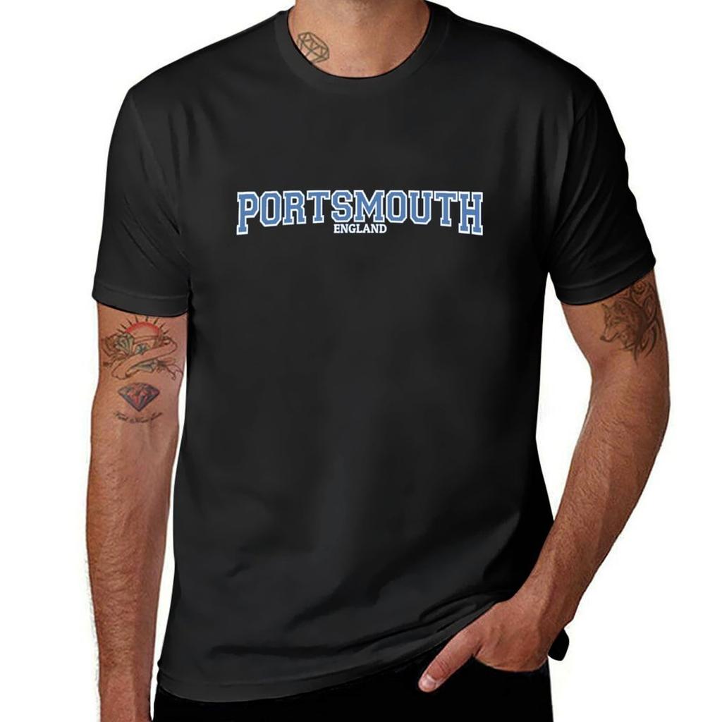 Portsmouth England Tshirt Tees Short Sleeve Tee Vintage Clothes Aesthetic Clothing Tshirts for Men Cotton