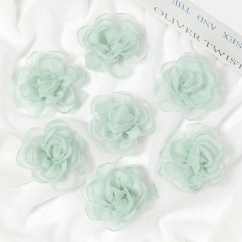 5/10Pcs 5.5cm Vintage Fabric Camellia Rose Chiffon Artificial Flowers for Women Wedding Party  Dress Decoration Craft Jewelry