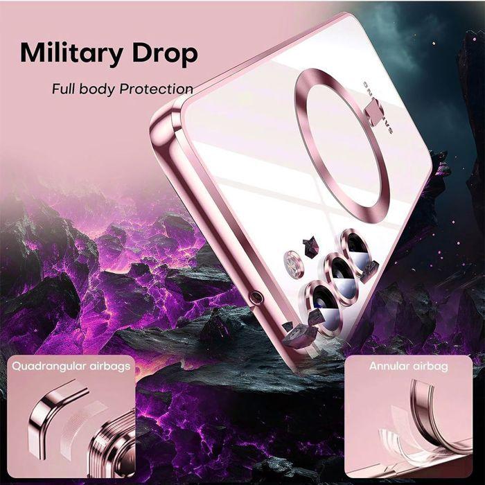Coque de Protection - BOOLING - pour Samsung Galaxy A07 - avec Cercle Magnétique Rose - 2 Verres Trempés
