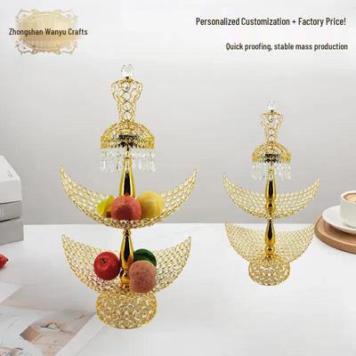 European Gold Iron Fruit Basket: Stylish Snack & Dried Fruit Holder for Living Room Coffee Table.
