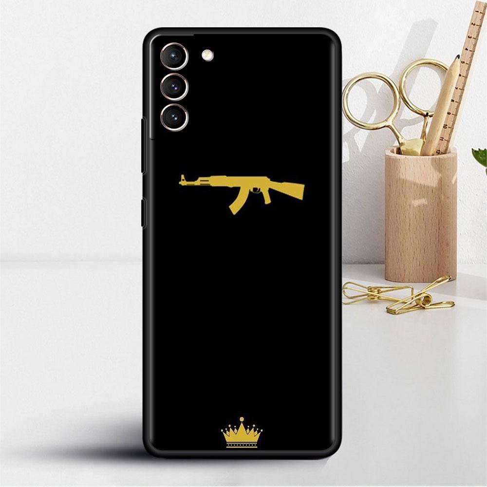 AK47 Handgun Gun BUllets Soft Case For Samsung Galaxy S22 S20 FE S21 S10 S9 Plus S8 Note 20 Ultra 10 Lite Phone Cover Shell