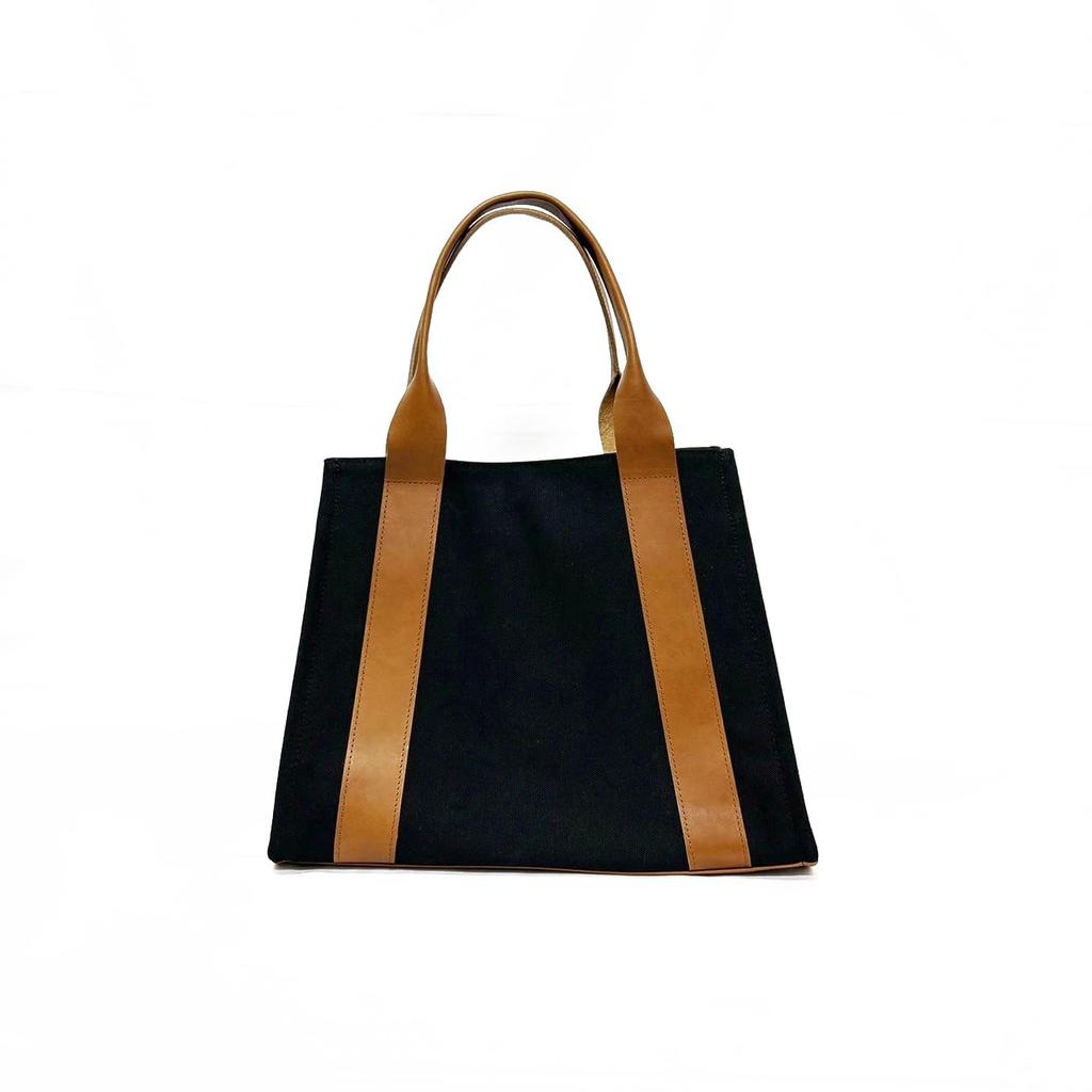 Canvas Tote Bag Business Bag Casual Bag Canvas Tote Large Capacity 2way A4 Simple Black X Brown [TAJO] Men's Women's