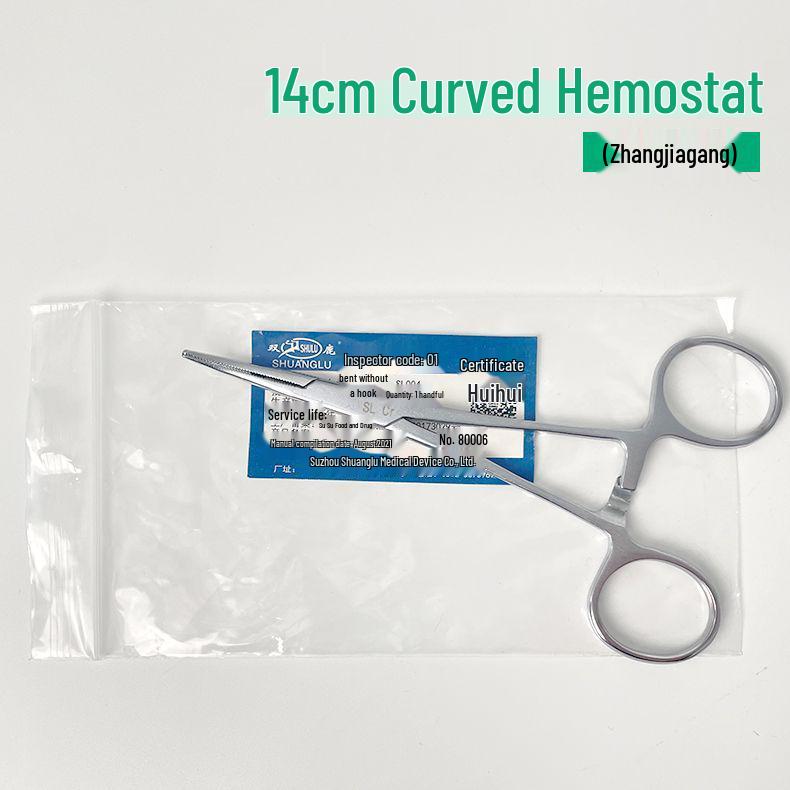 Large Stainless Steel Hemostatic Forceps: Pet Pliers, Needle Holder, Tweezers, Surgical Vessel Clamps - Straight & Curved Tips.
