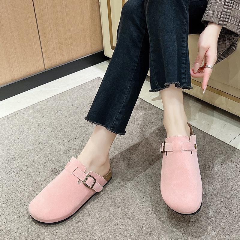 Women's Cork Baotou Slippers - Trendy Roman-Style Casual Slip-Ons In Large Sizes