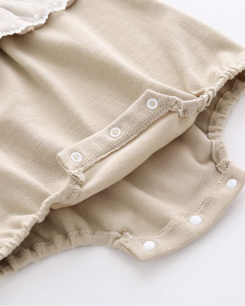 Baby koi Baby Clothes Long Set with Lace Solid 3M Bodysuit, Sleeve, Spring/Autumn, Girls, 2-Piece Hat, Coverall, Newborn, Baby, Pre-birth Gift, Gray,
