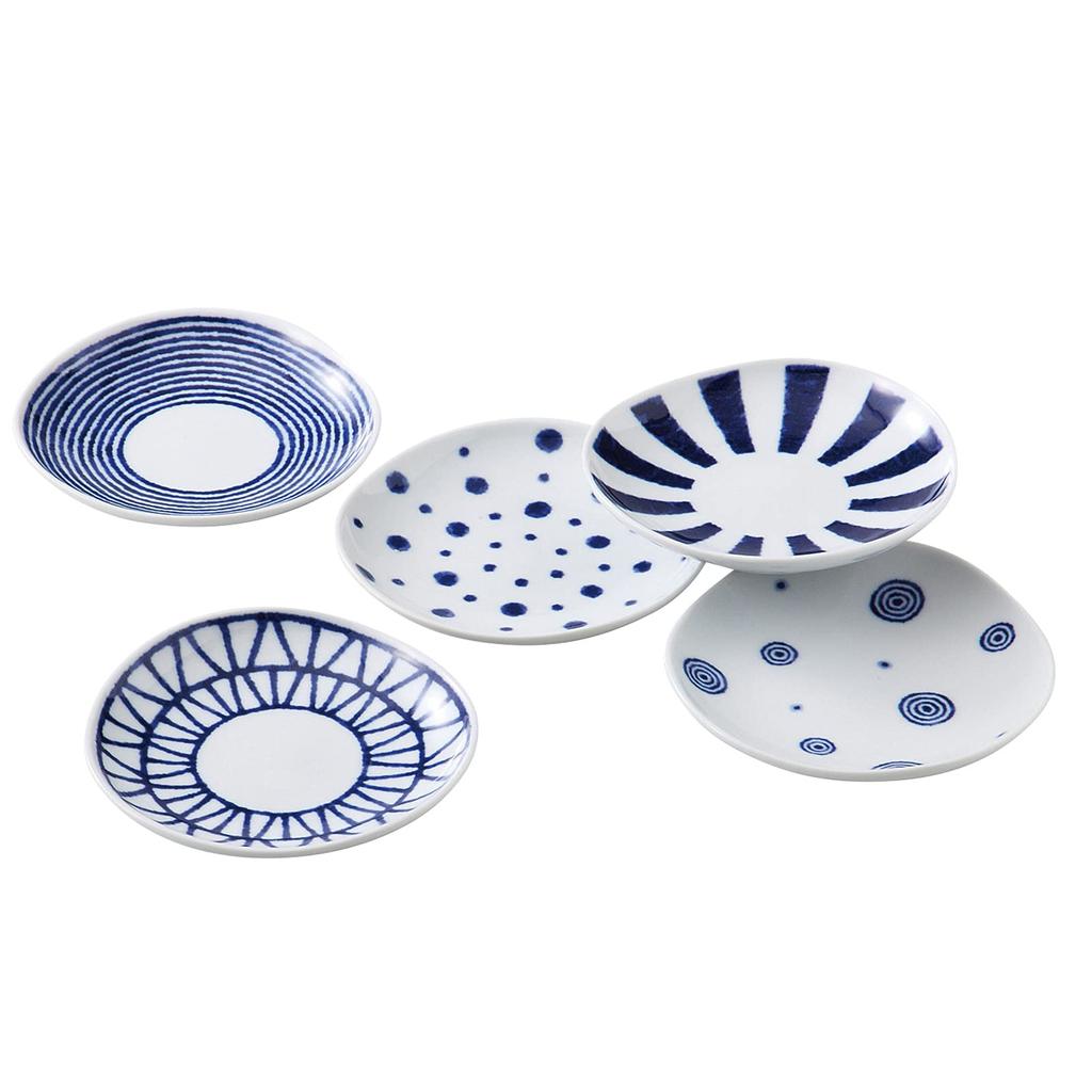 Nishikai Pottery Hasami Ware Lightweight Dish Plate Dish Diameter Approximately 5 Patterns Tableware Set Indigo Pattern Scissors Plate Dish Blue White