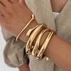 Ingemark Creative Glossy Irregular Water Drop Open Bangles for Women Men Punk Stackable Spring Arm Bracelets Couple Jewelry Gift