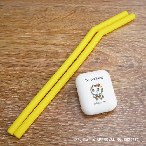 Hassey Top-in Straw with Storage Case, Soft Silicone, My Straw, Eco-Friendly, Boilable and Sterilizable, Doraemon and Dorami Design, SR-3239