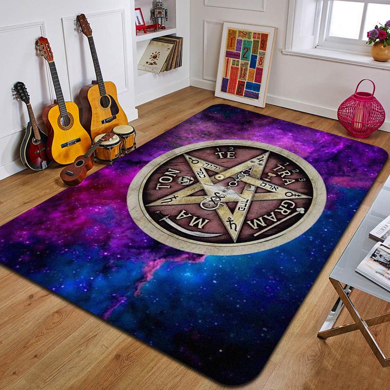 P-Pentagram Printed Carpet Fashion Yoga Mat Non-Slip Carpet Bedroom Decoration Outdoor Carpet Bedroom Birthday Gift