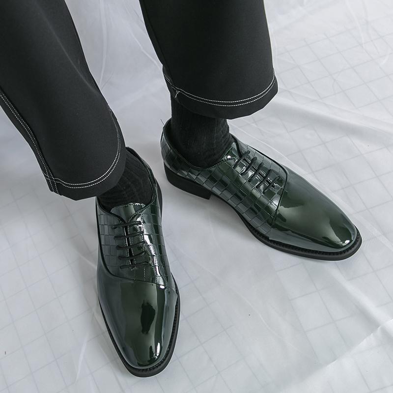 Men Derbys Oxford Green Personality Nightclub Black Leather Formal Business Shoes Men's Tuxedo Wedding Dance Shoes Plus Size