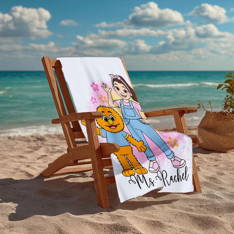 Ultra-Soft Beach Towel with Ms. Rachel Theme,Ideal for Pool - Camping, Diving - Perfect Travel Essential, Vibrant Beach Towel.