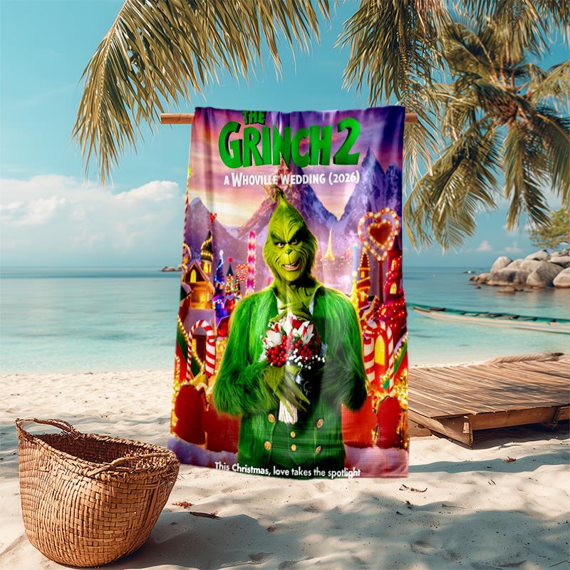 Christmas Gift Oscar Comedy Movie How the Grinch Stole Christmas soft beach towel outdoor camping vacation swinging beach scarf decorative blanket B19