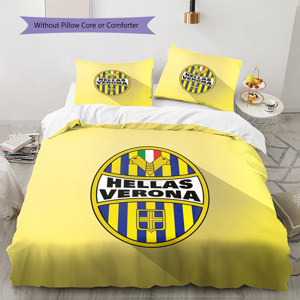 Hellas Verona FC Pattern Bedding Quilt Set Home Decoration Gift (1 * Duvet Cover + 2 * Pillowcase Without Core)