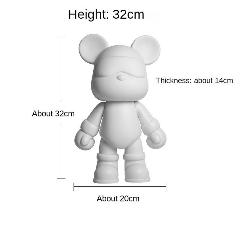 New DIY Paint Fluid Animal Bear Rabbit Lucky Dragon White Hand Painted Home Decoration Doll Toy Statue Deposit Can Handmade Gift
