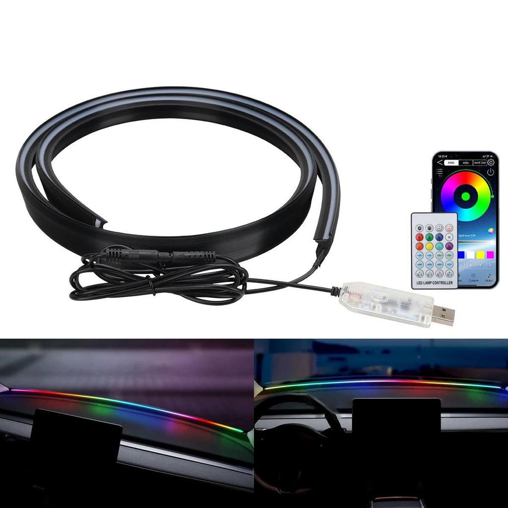 Colorful Acrylic Windshield Soundproof Light: App-Controlled, No Wiring, for Car Decoration.