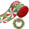 1pc 5 Yards Christmas Candy Peppermint Wired Edge Ribbon Wide Christmas Candy Ribbon For DIYCraft Xmas Tree Gift Party Decor
